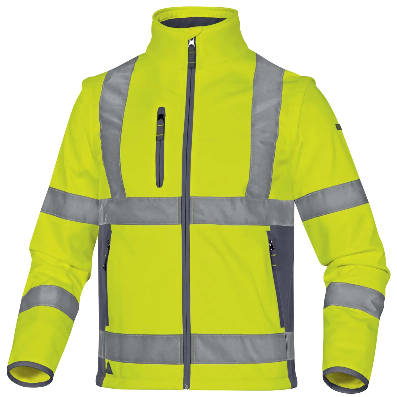 Softshell stretch 2 en 1 Moonlight 2 jaune fluo : gris vue de face Delta Plus