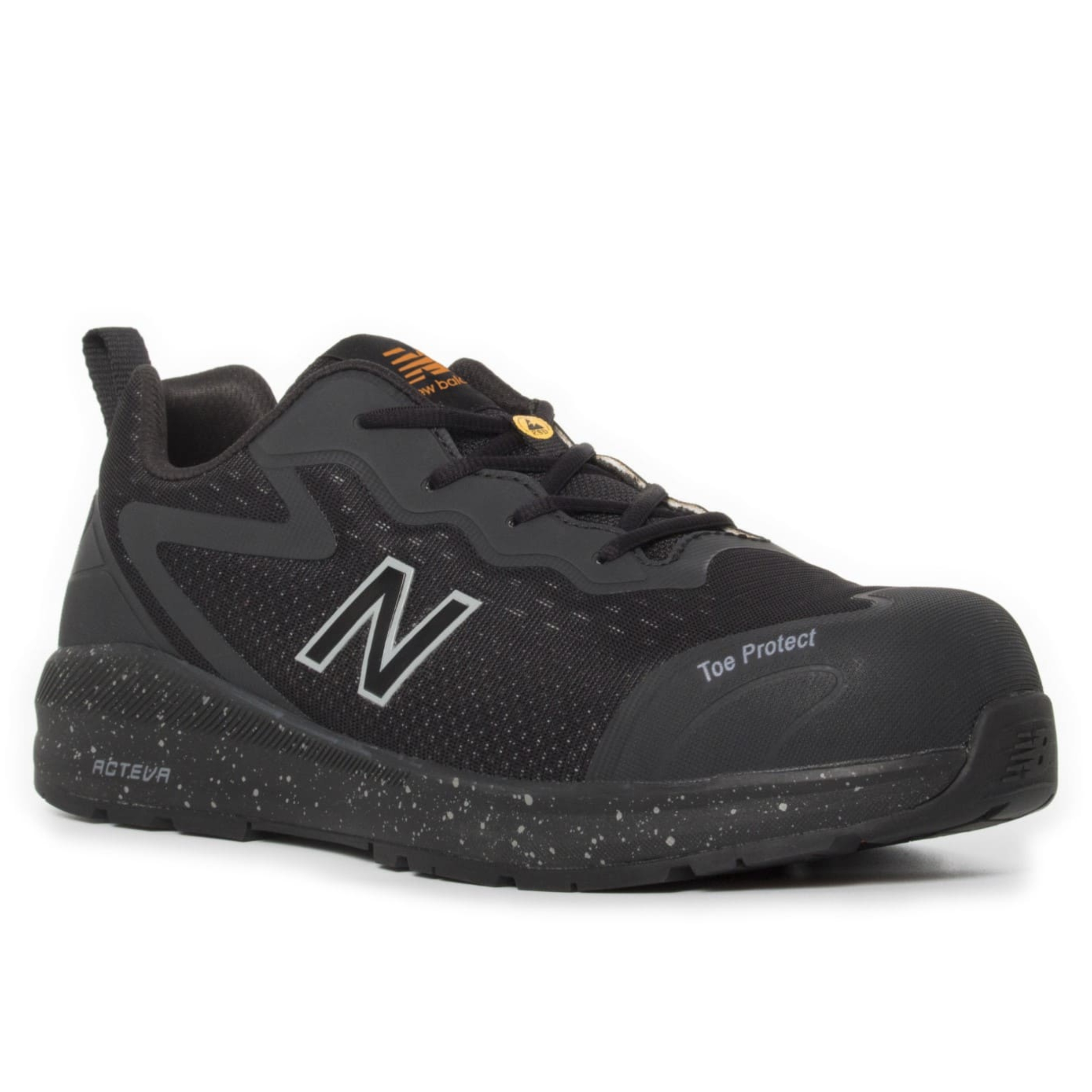 Chaussures de sécurité légères Logic S1 PL SRC New Balance noires vue de 3/4 face