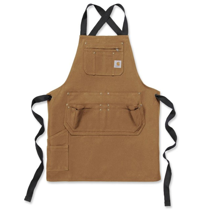 Tablier de travail coton duck Carhartt marron vue de face