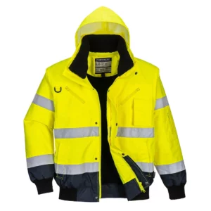 Blouson de travail bomber 3 en 1 haute visibilité Portwest jaune : marine