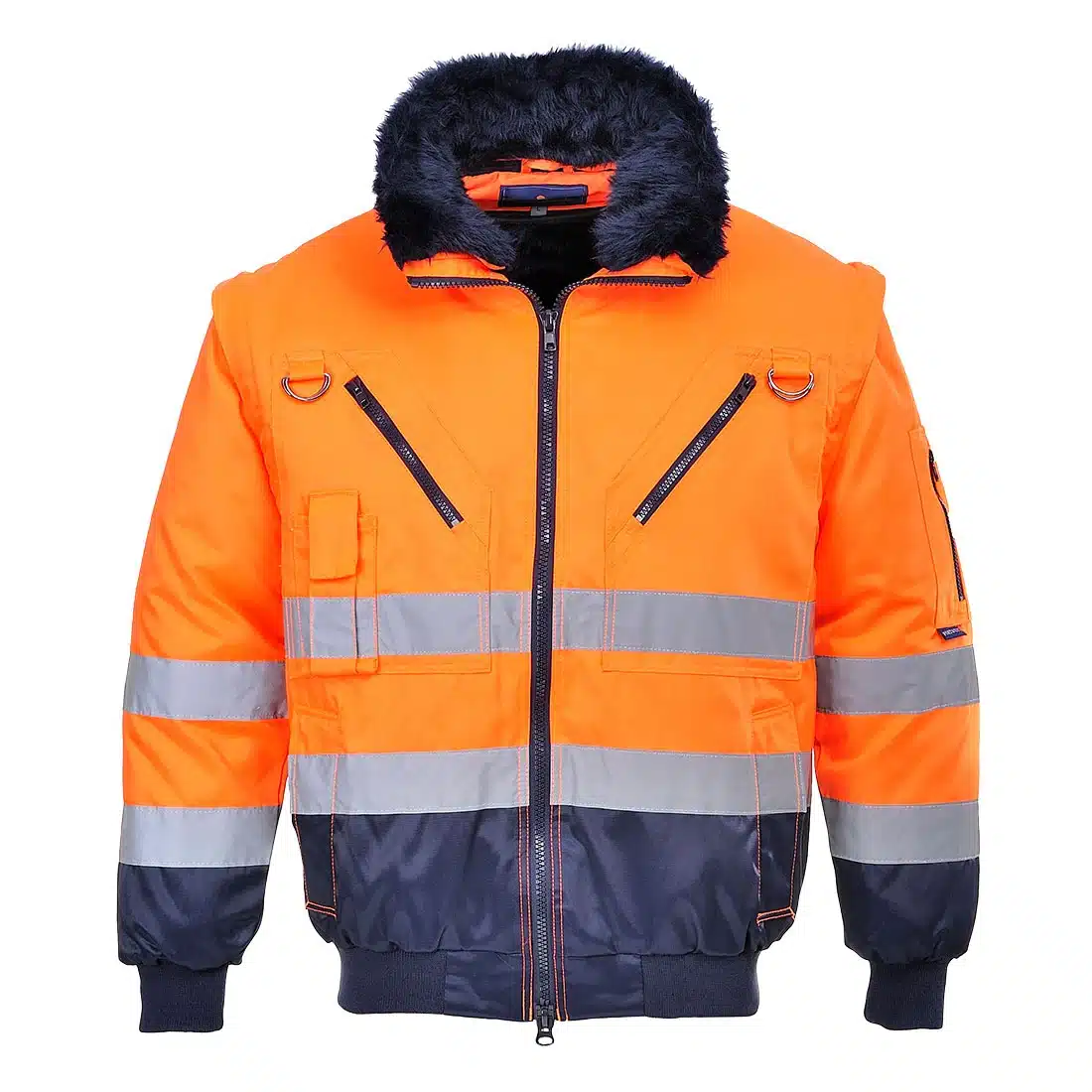 Blouson de travail pilote 3 en 1 haute visibilité Portwest orange - marine