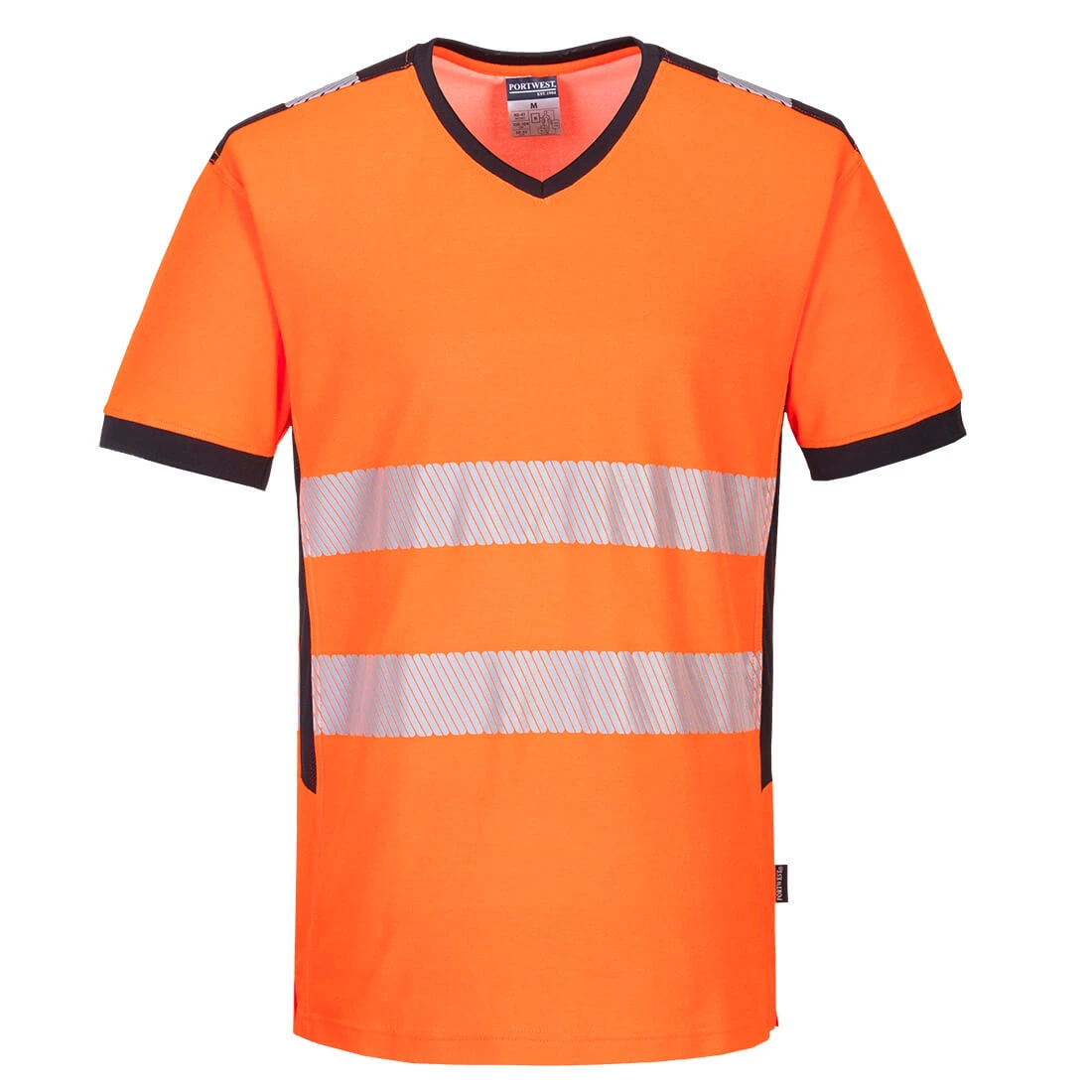 T-shirt col V haute visibilité PW3 orange - noir