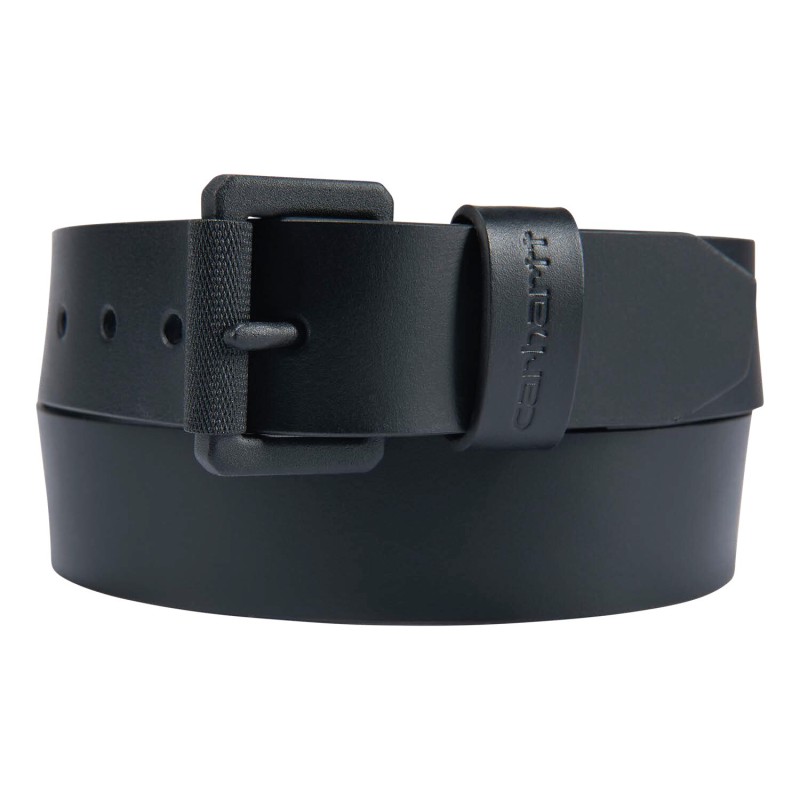 Ceinture en cuir bridle avec boucle à rouleau Carhartt vue de face noir