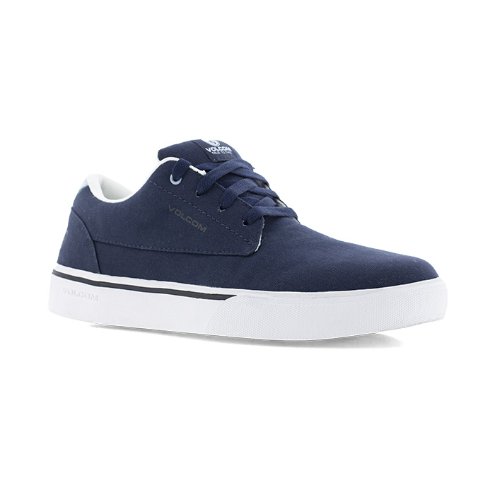 Chaussures de sécurité basses S1P True Volcom inspirée au skate vue de trois quarts droit bleu marine