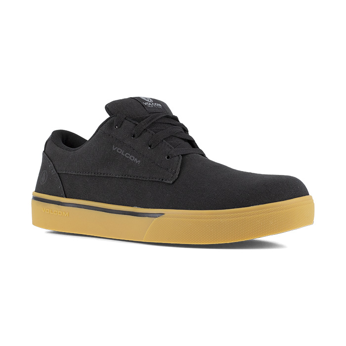 Chaussures de sécurité basses S1P True Volcom inspirée au skate vue de trois quarts droit noir