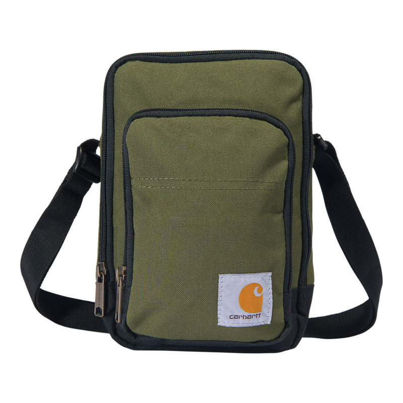 Sac bandoulière à fermeture zip Carhartt vue de face vert kaki