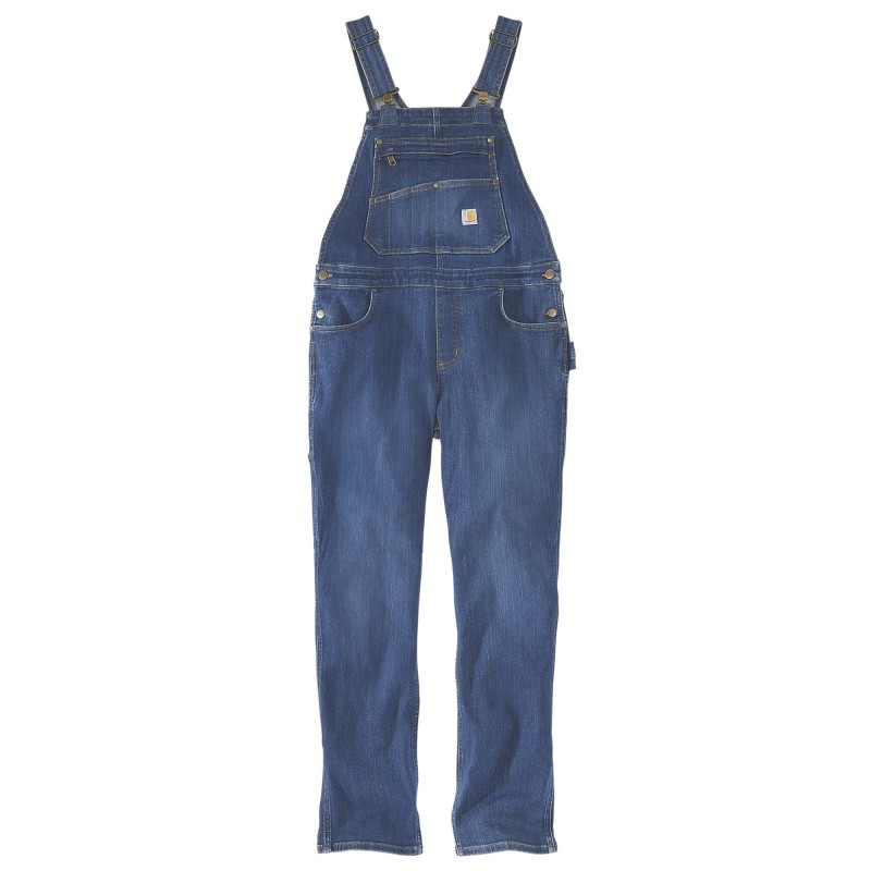 Salopette de travail femme en denim stretch Carhartt vue de face