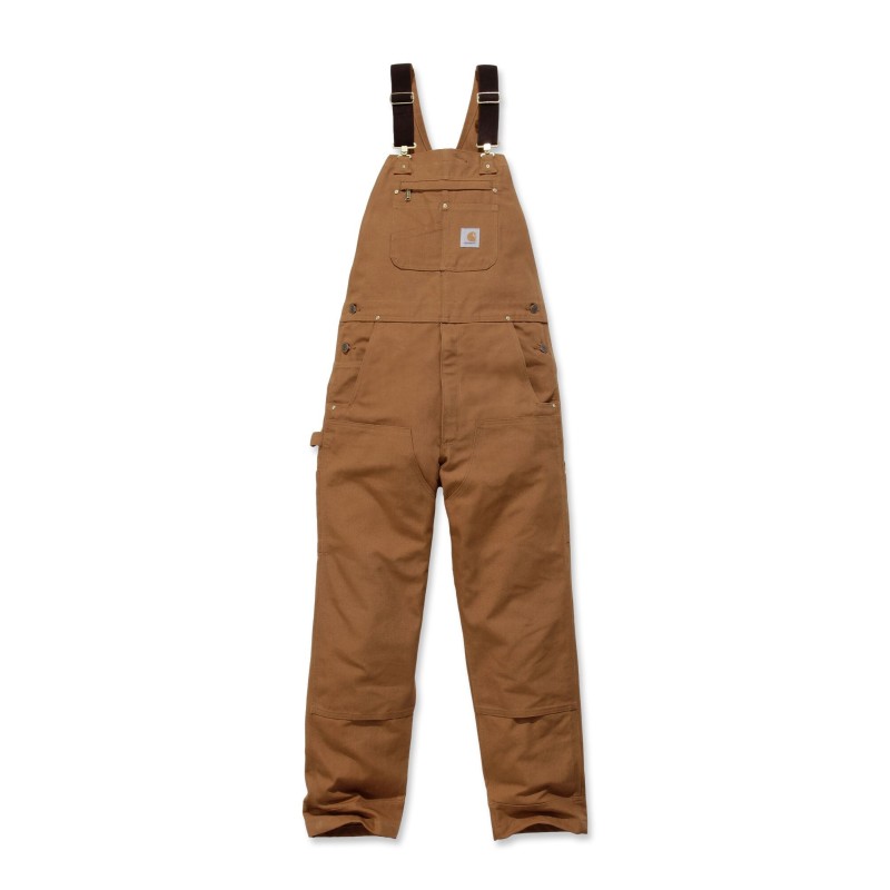 Salopette de travail homme en coton Duck brut Carhartt marron vue de face