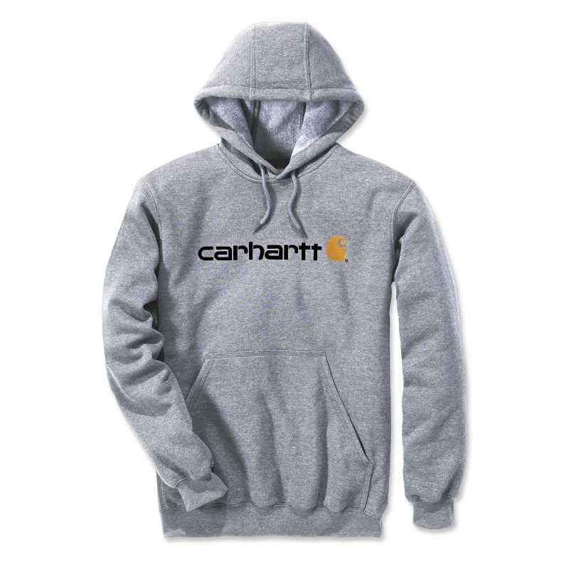 Sweat de Travail à Capuche Carhartt Signature Logo gris chine vue de face