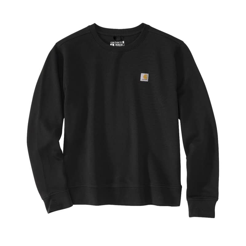 Sweat de travail femme col rond en molleton French Terry Carhartt vue de face noir