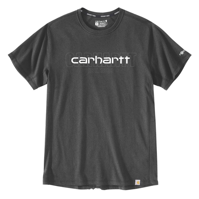 T-shirt de travail manches courtes Double Logo Carhartt Force gris fonce chine vue de face